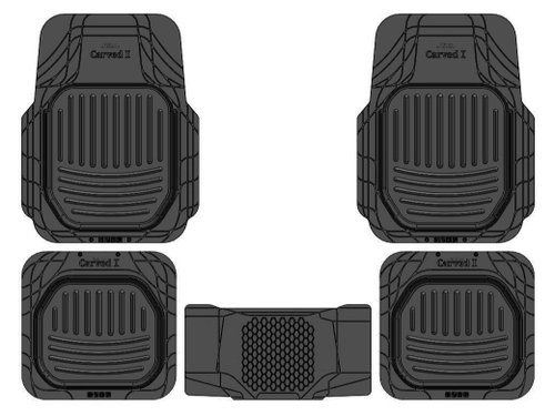 Коврики резиновые Carved с бортиками комплект 4шт черные STRK