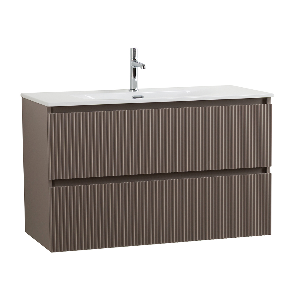 Тумба с раковиной подвесная BelBagno UNO-MINI-1000-2C-SO-СO Бежевый матовый, раковина белая BB-8099-3-100