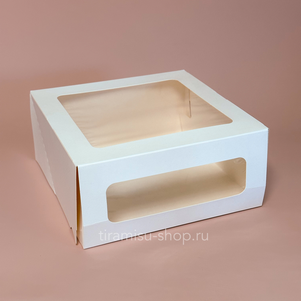 УЦЕНКА Коробка для торта Cake Window White белая 24 х 24 х 10 см