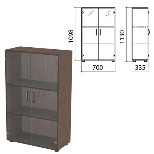 Шкаф закрытый со стеклом "Канц", 700х335х1130, цвет венге (КОМПЛЕКТ)