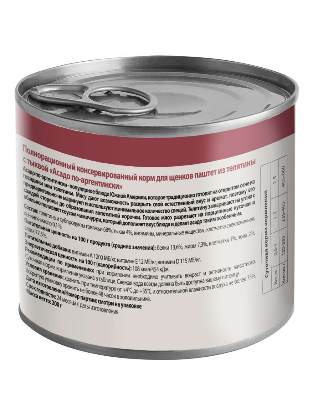 Влажный корм Мнямс Деликатес Паштет из телятины с тыквой для щенков всех пород "Асадо по-аргентински" 200 г