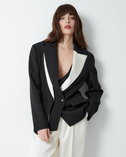 Жакет приталенный с контрастными лацканами из шерсти Гуччи черный