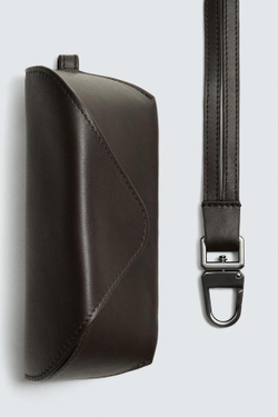 ZARA КОЖАНЫЙ ЧЕХОЛ ДЛЯ ОЧКОВ, КОРИЧНЕВЫЙ