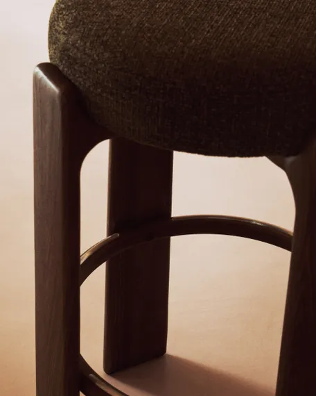 Granite Барный табурет из зеленого шенилла и массива ясеня в отделке орех 75 см