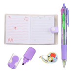 Канцелярский набор Basir с цветным текстовыделителем, 3-ех цветной ручкой, скотчем и блокнотом, серия "Животные", ассорти, 19.7*11 см