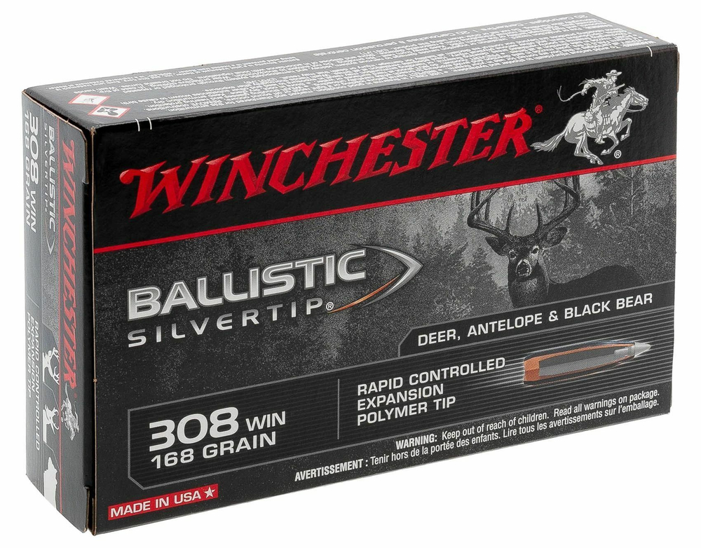 Патрон .308 Win Winchester Ballistic Silvertip Polymer tip 10,9/168grs, коробка 20 шт.