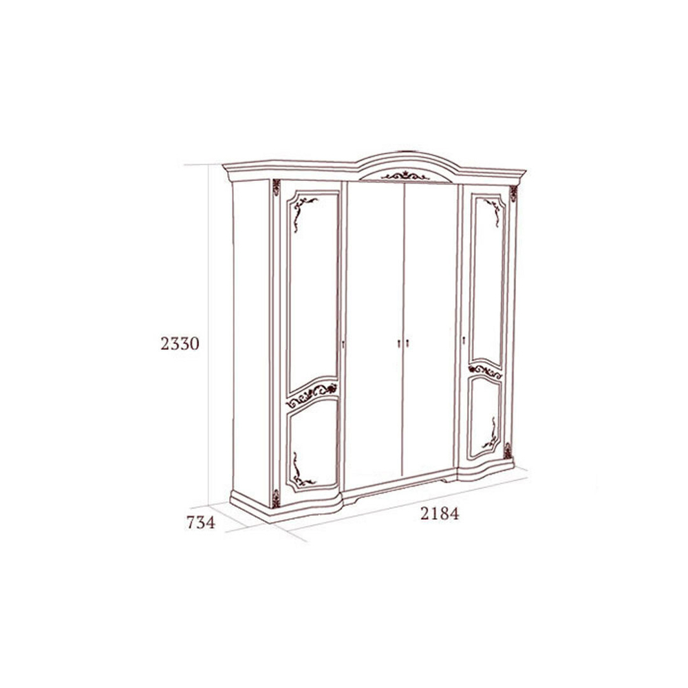 FLORIANA Спальня. Шкаф для платья и белья 4-дверный (без зеркал)