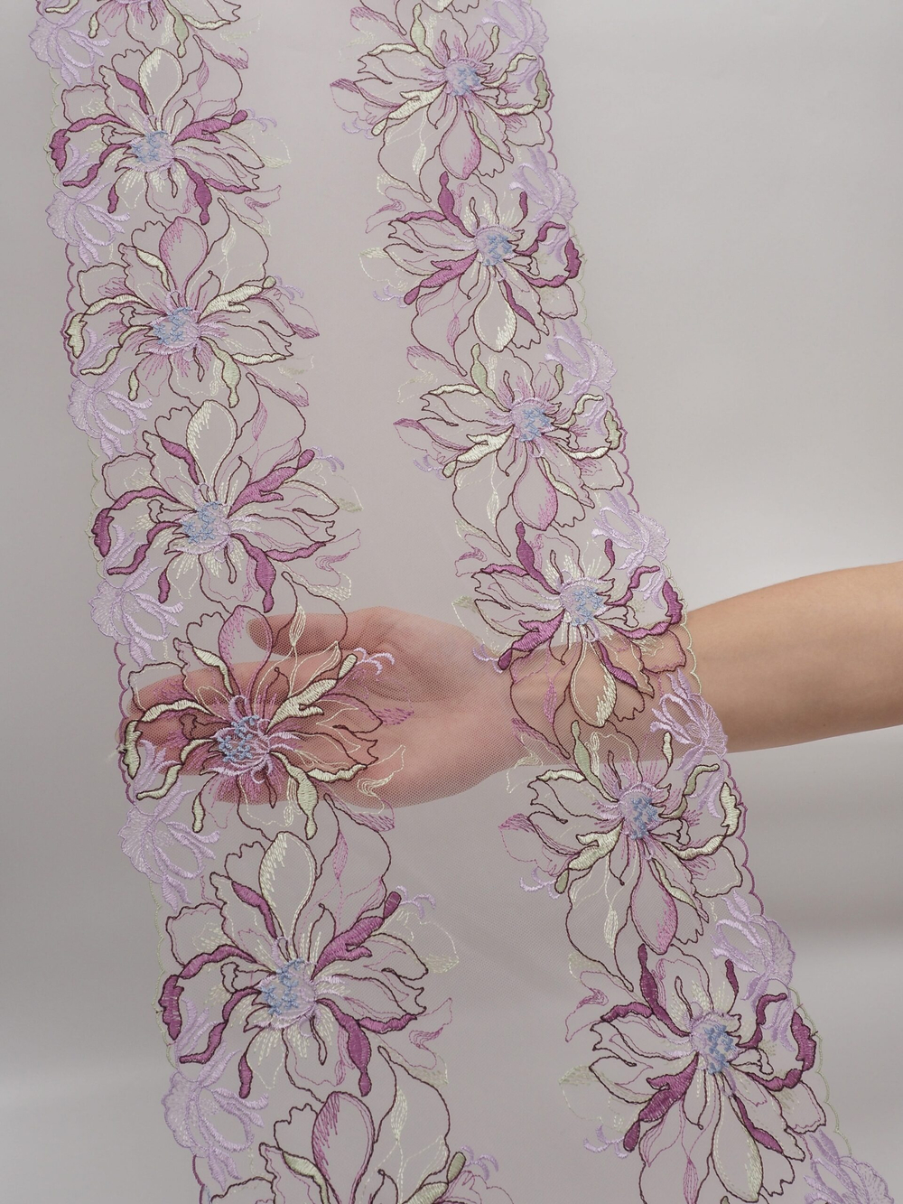 Вышивка на сетке мультиколор неэластичная ширина 27 см