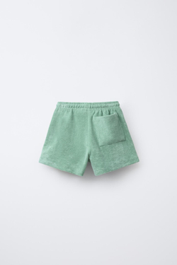 ZARA ШОРТЫ-БЕРМУДЫ ИЗ МАХРОВОЙ ТКАНИ, ЦВЕТ МОРСКОЙ ВОЛНЫ