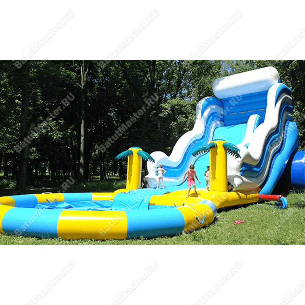 Надувная водная горка с бассейном «Пляжный оазис», 17*6*7 м