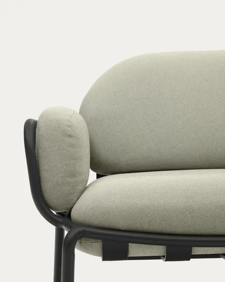 Уличный 2-местный диван Joncols с бежевой обивкой и серым алюминием 164 см