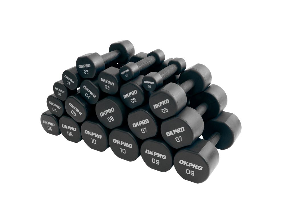 Набор полиуретановых гантелей от 1 до 10 кг (серый лого)
