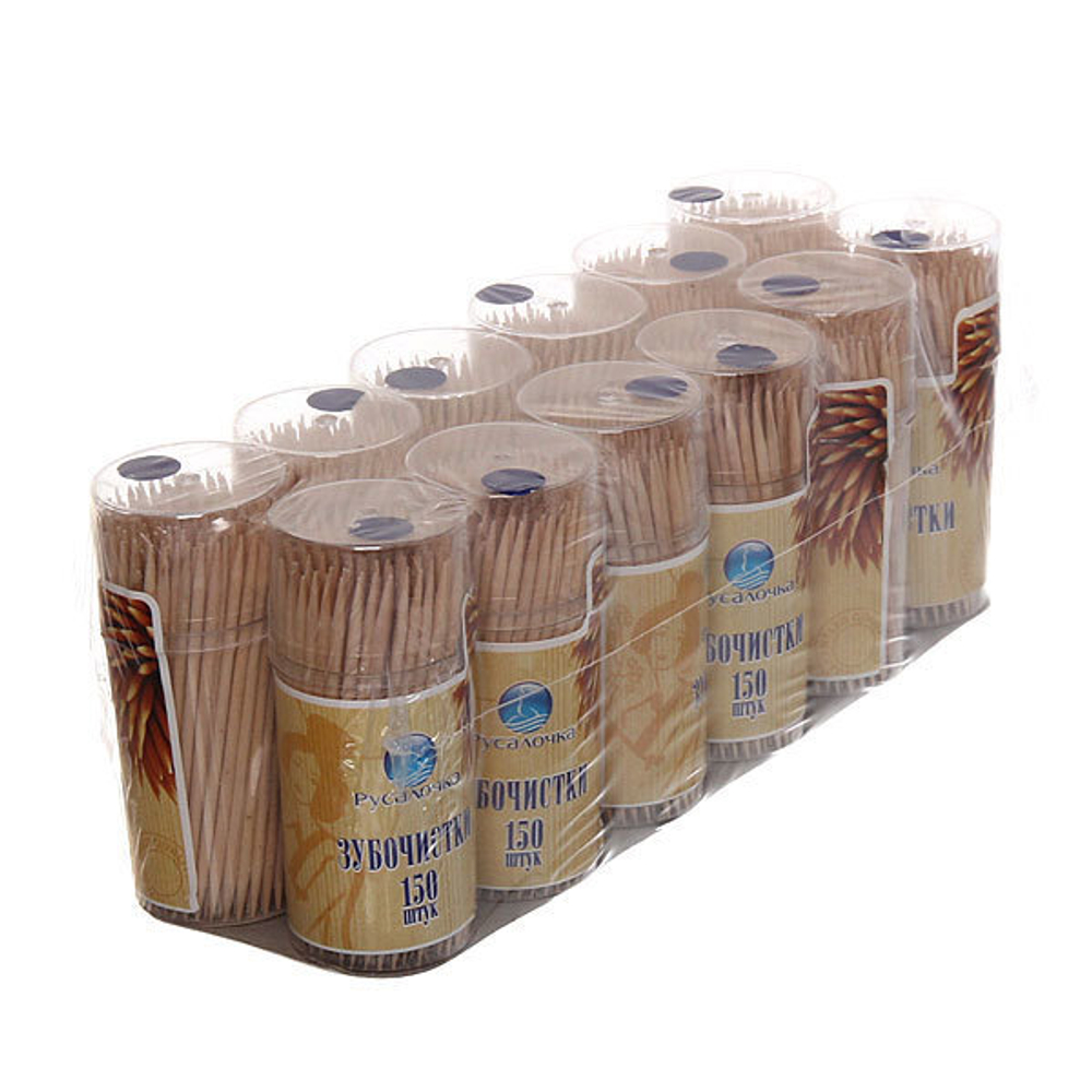Зубочистки РУСАЛОЧКА 150шт в пластиковой банке