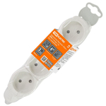 Удлинитель бытовой 4 гн, 5 м, ПВС, 2х0.75 мм2, б/з, 10 А, 250В,с з/ш, бело-сер, TDM, Люкс УЛ4, SQ130