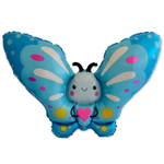 Шар Фольгированный Бабочка голубая с сердцем (Голубой)