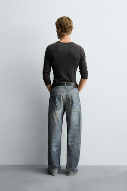 ZARA ДЖИНСЫ BAGGY С ПРИНТОМ, ЯРКО-СИНИЙ