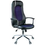 Кресло руководителя Helmi HL-E93 "Fitness", экокожа черная/ткань S синяя, хром, мех. качания "Люкс"