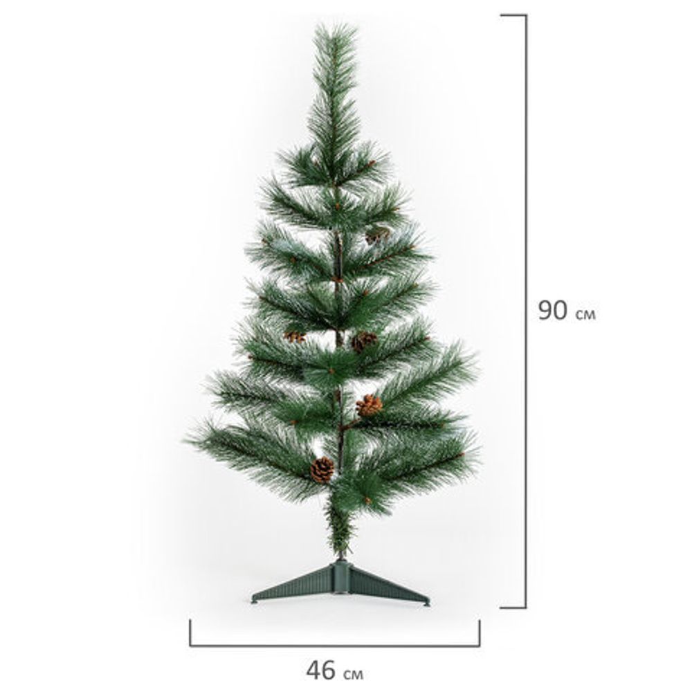 Ель новогодняя искусственная "Velvet Pinewood" 90 см, с инеем и шишками, ПВХ, ЗОЛОТАЯ СКАЗКА, 591701