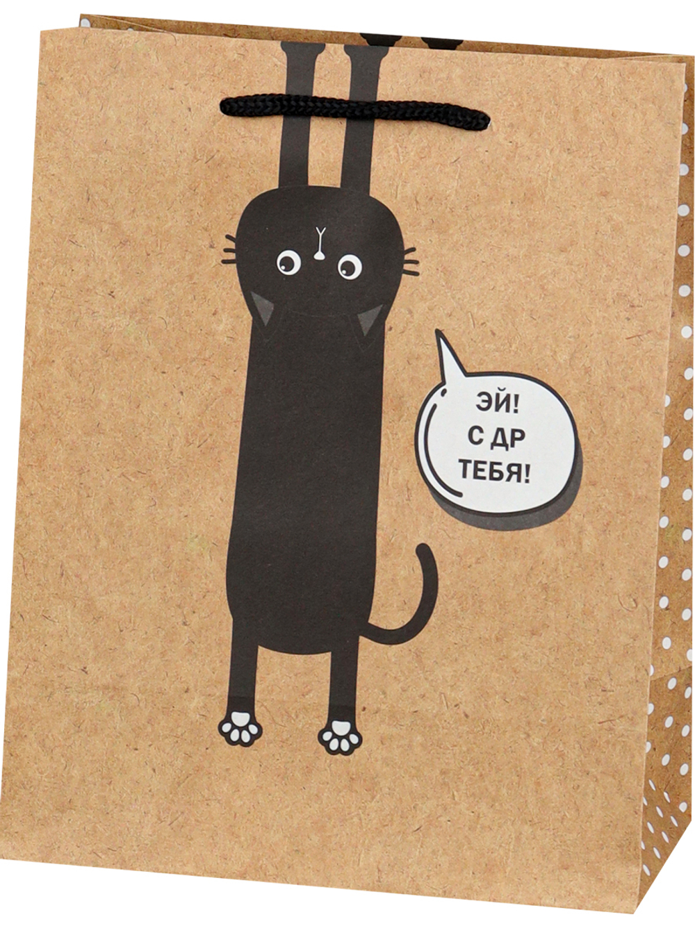 Пакет подар. бумажн. крафт 18*23*8 см 130гр/м2 Чёрный котик