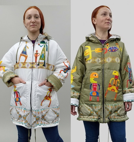 Двусторонняя куртка «Прелюдия к цивилизации», по мотивам одноименной картины художника-сюрреалиста Виктора Браунера