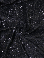 Бархат расшитый паетками, черный