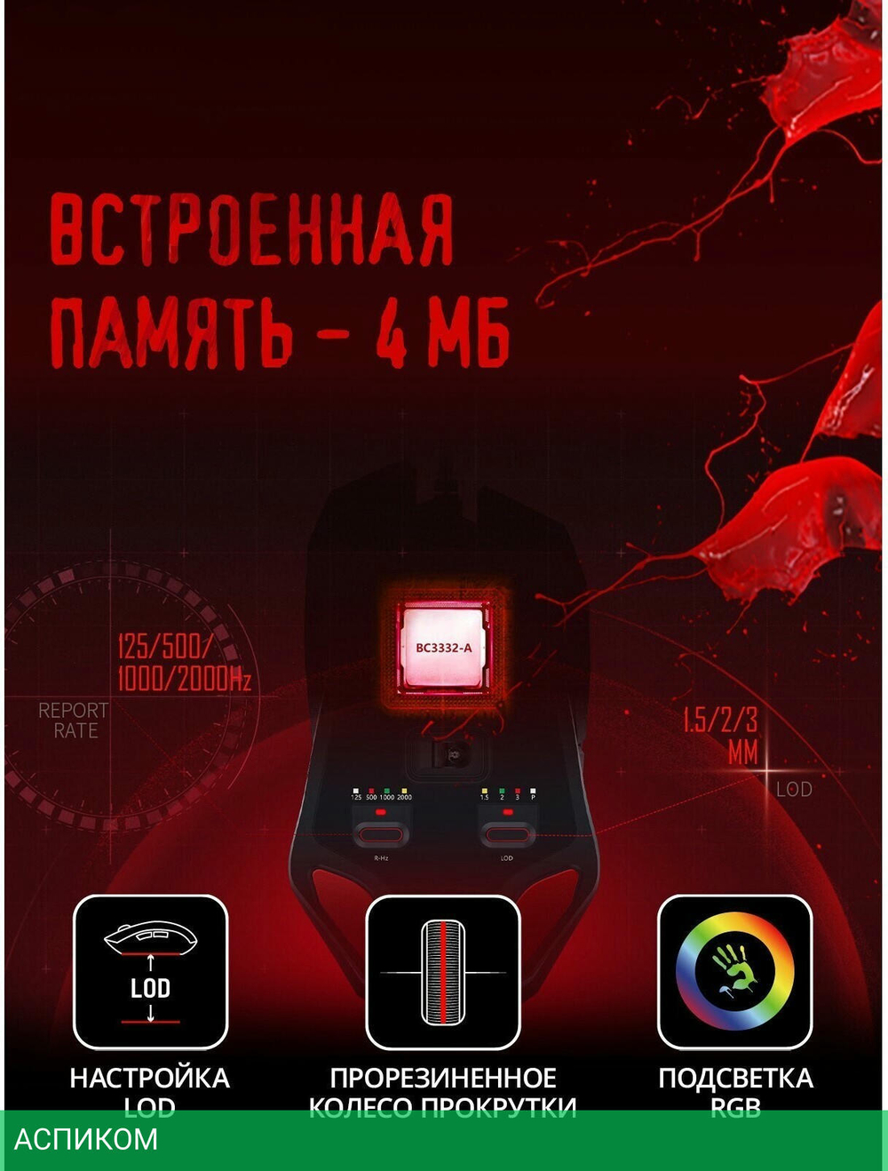 Мышь A4Tech Bloody W60 Max черный