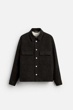 ZARA X NANUSHKA ТОНКАЯ КУРТКА С КАРМАНАМИ, ТЕМНО-КОРИЧНЕВЫЙ