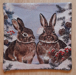 Декоративный гобеленовый чехол для интерьерной подушки Свидание зайчат 38*38