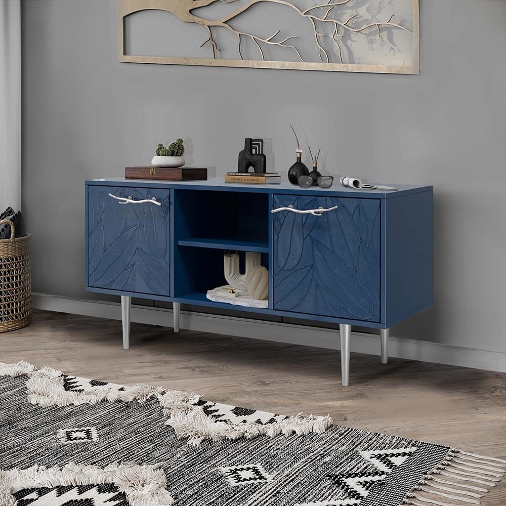 Тумба под ТВ Арт Колор leaves 117см Стайл Сильвер Королевский синий