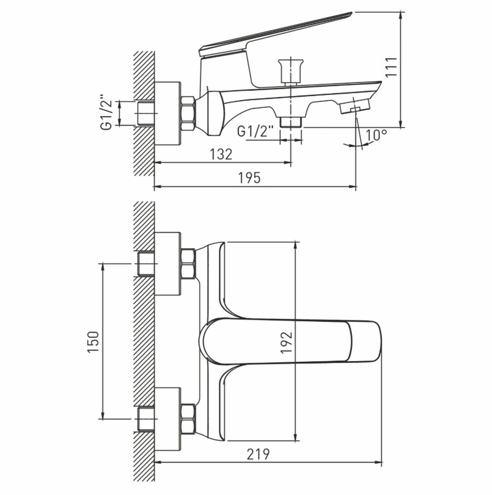 Смеситель для ванны 35k MIXLINE ML25-01 "Real"