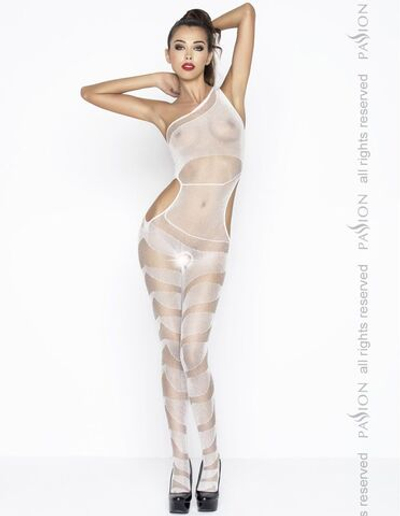 Полупрозрачный комбинезон с узором под зебру и доступом (Размер: S-M-L-XL-XXL) (Цвет: белый)