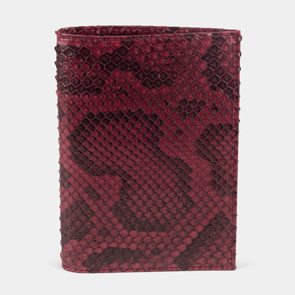 Обложка для паспорта и автодокументов Moscou Easy из натуральной кожи питона, малинового цвета