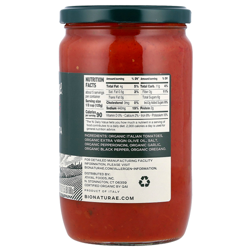 Bionaturae, Bionaturae™, органическая аррабиата, 680 г (24 унции)