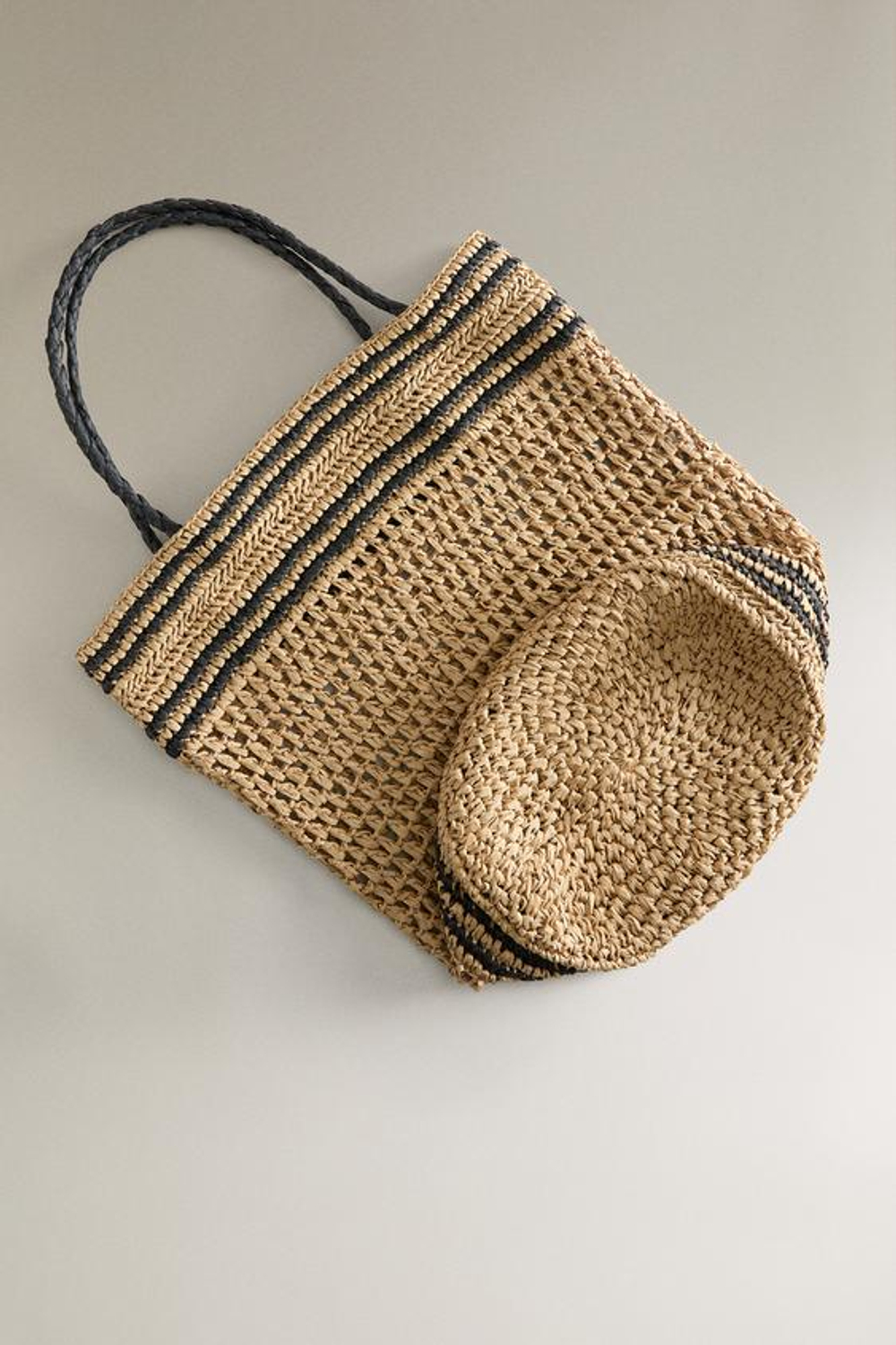 ZARA HOME БОЛЬШАЯ БУМАЖНАЯ СУМКА-ШОПЕР, ДВУХЦВЕТНЫЙ