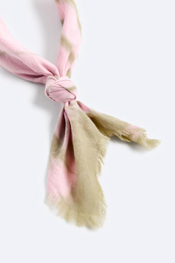 ZARA БАНДАНА С ПРИНТОМ ТАЙ-ДАЙ, РОЗОВЫЙ