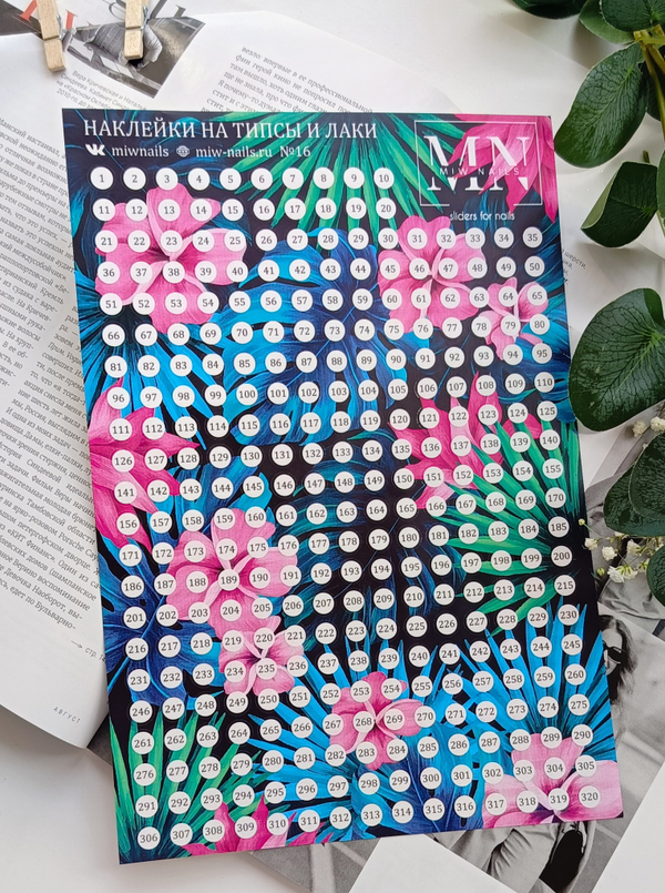Наклейки на типсы  и гель лаки MIW NAILS №16