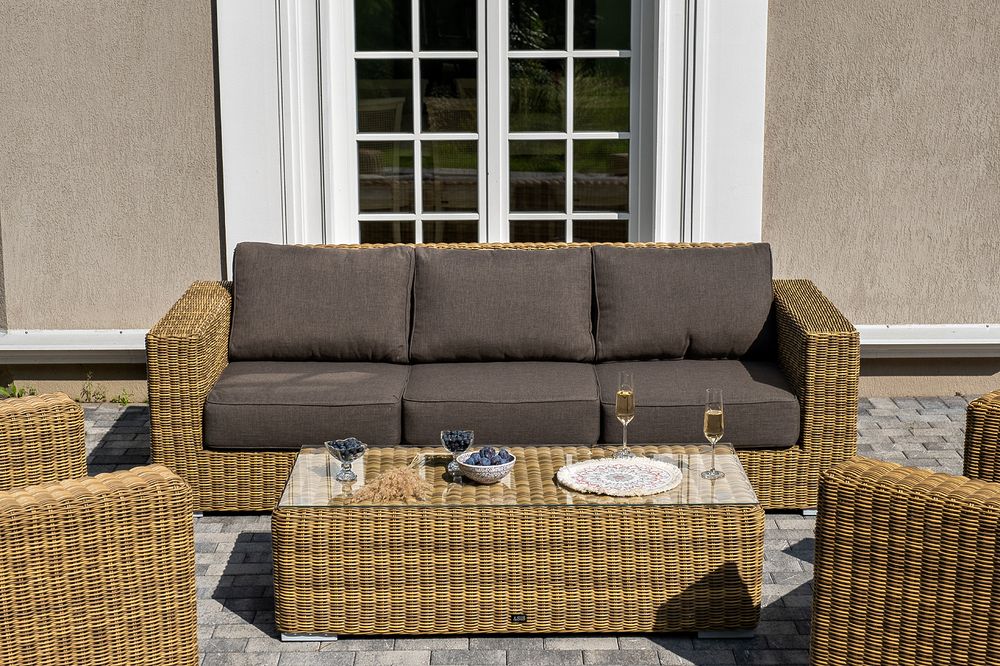 "Боно" лаунж-зона из искусственного ротанга, цвет соломенный