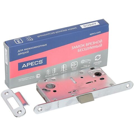 Защелка врезная, Apecs, 5300-P-WC-CR, 18135, язычок металлический, с фиксатором, без ручек, хром