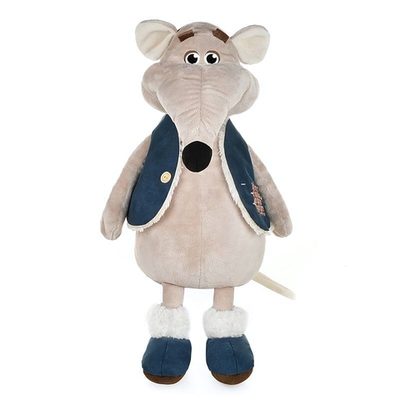 Крыс Гриша в синей жилетке и уггах, 23 см.