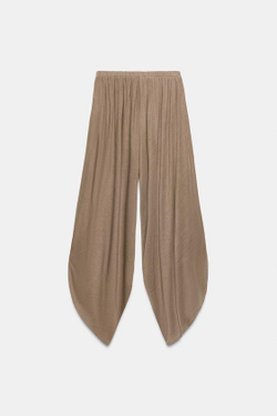 ZARA СТРУЯЩИЕСЯ БРЮКИ БЭГГИ, ПЕСОЧНЫЙ