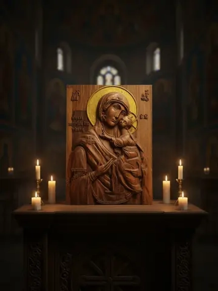 Освященная Чудотворная икона Толгской Божией Матери из дуба