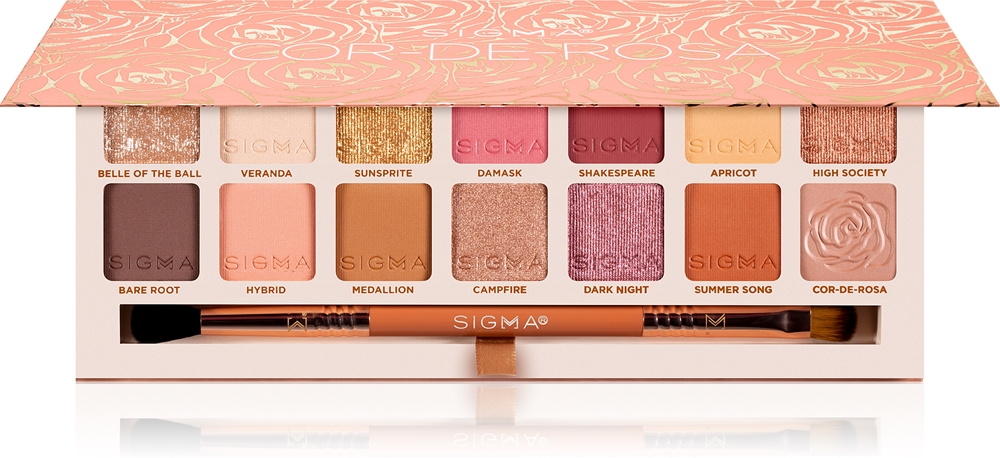 Sigma Beauty Cor-de-Rosa Eyeshadow Palette - Палетка теней для век с кисточкой, 16 g