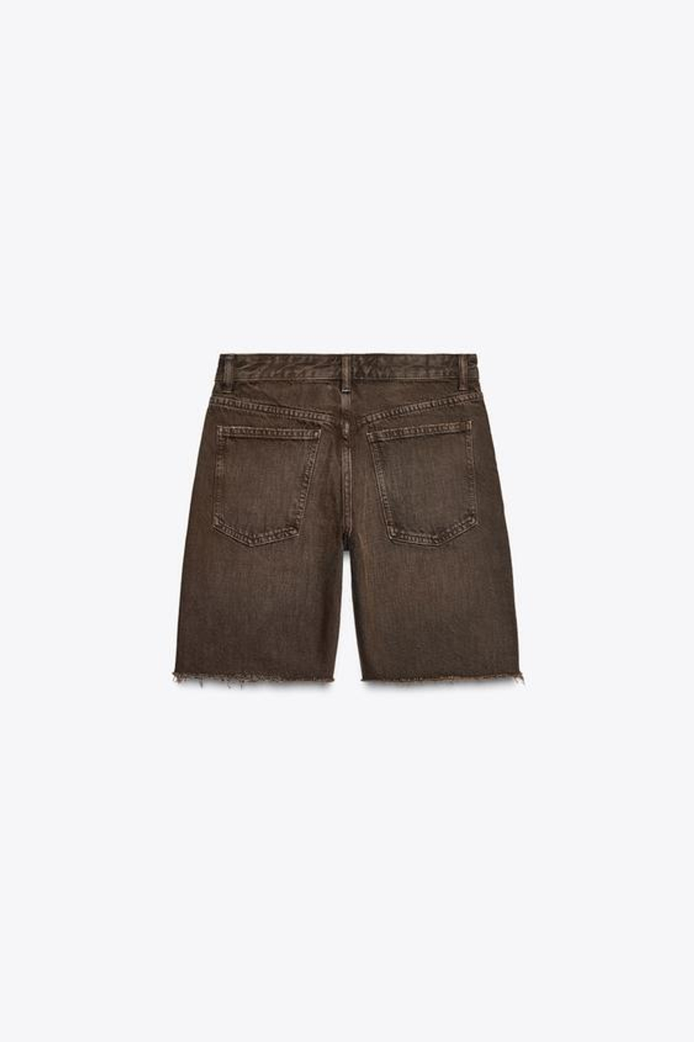 ZARА ДЖИНСОВЫЕ БЕРМУДЫ TRF СО СРЕДНЕЙ ПОСАДКОЙ И ДЫРАМИ, КОРИЧНЕВЫЙ