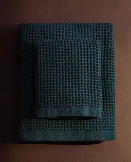 ZARA HOME ВАФЕЛЬНОЕ БАННОЕ ПОЛОТЕНЦЕ, ТЕМНО-СИНИЙ