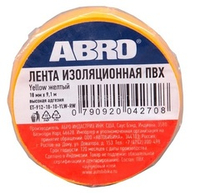 Изолента 18 мм 9.1 м. толщина 0,12 мм . ПВХ желтая ABRO ET-912-18-10-YLW-RW