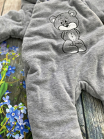 Комплект на выписку 6 предметов велюр "Мишка" (Цвет: Серо-розовый)