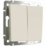 Выключатель двухклавишный проходной (айвори матовый)