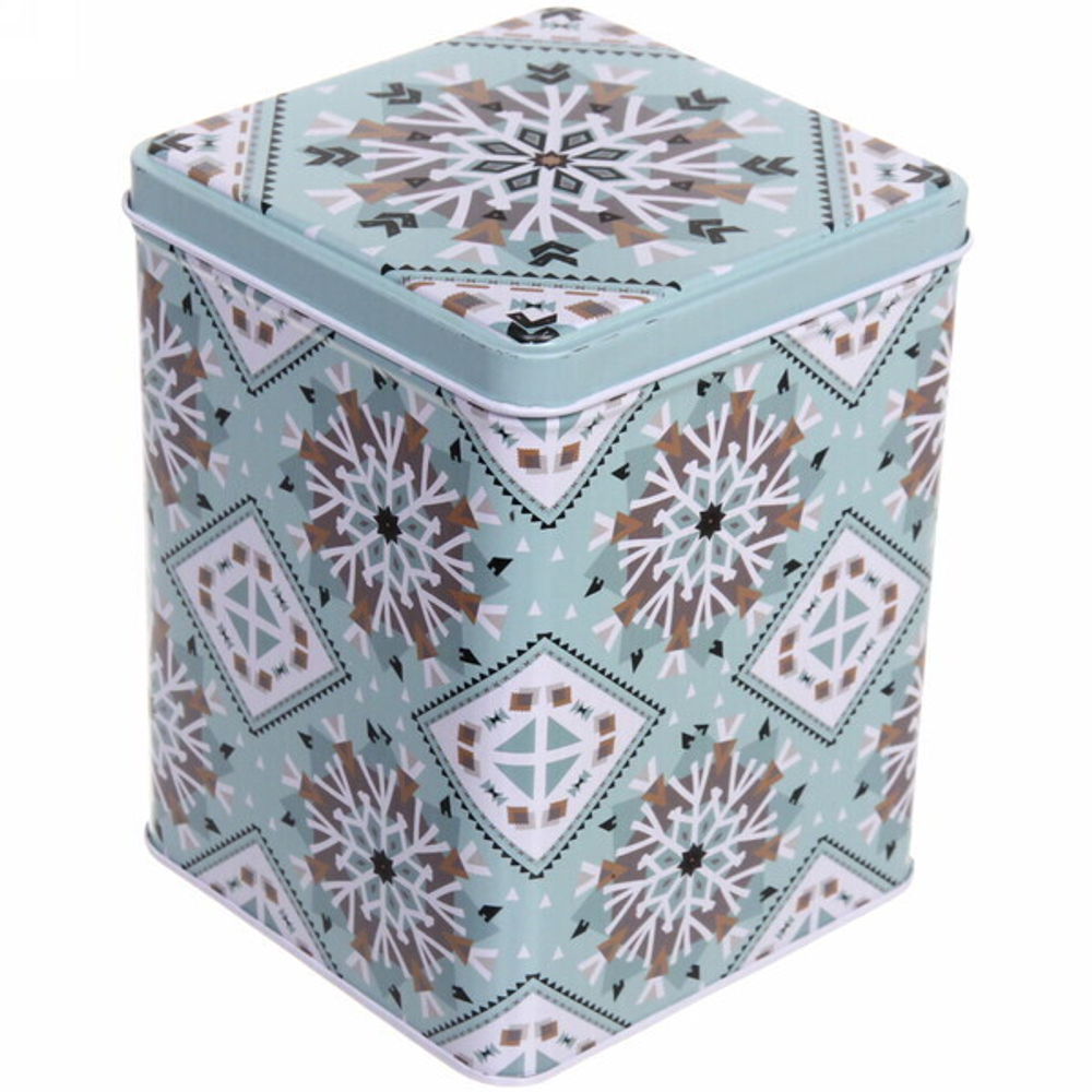 Банка жестяная «Снежинка» 1200мл 10,6*10,6*13,5см