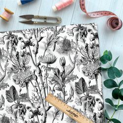 Ткань Ниагара Софт графическая ботаника