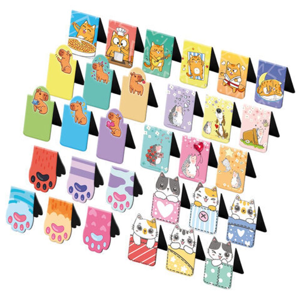 Закладки для книг МАГНИТНЫЕ, "АССОРТИ 5 ДИЗАЙНОВ ЗВЕРЯТА", 6 штук, 35x25 мм, FUNSTER (ФАНСТЕР), 116651